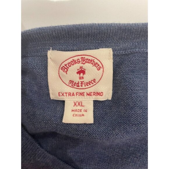 Brooks Brothers Sweater Men XXL blue extra fine Merino Wool Pullover Crewneck - Picture 6 of 10